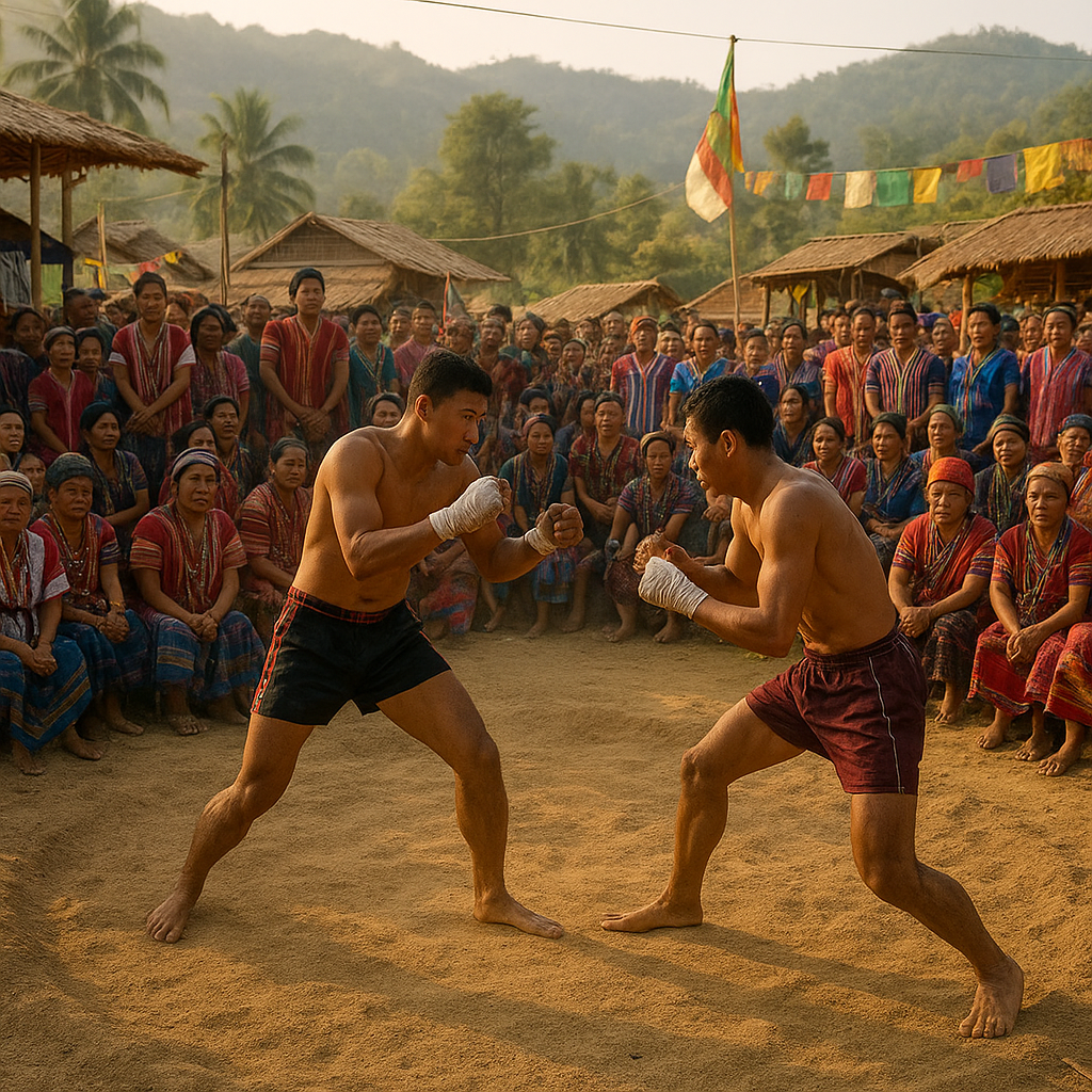 Karen people at a traditional Lethwei festival in Kayin State